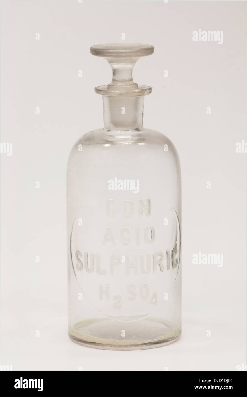 antique bottle for storing sulfuric acid Stock Photo