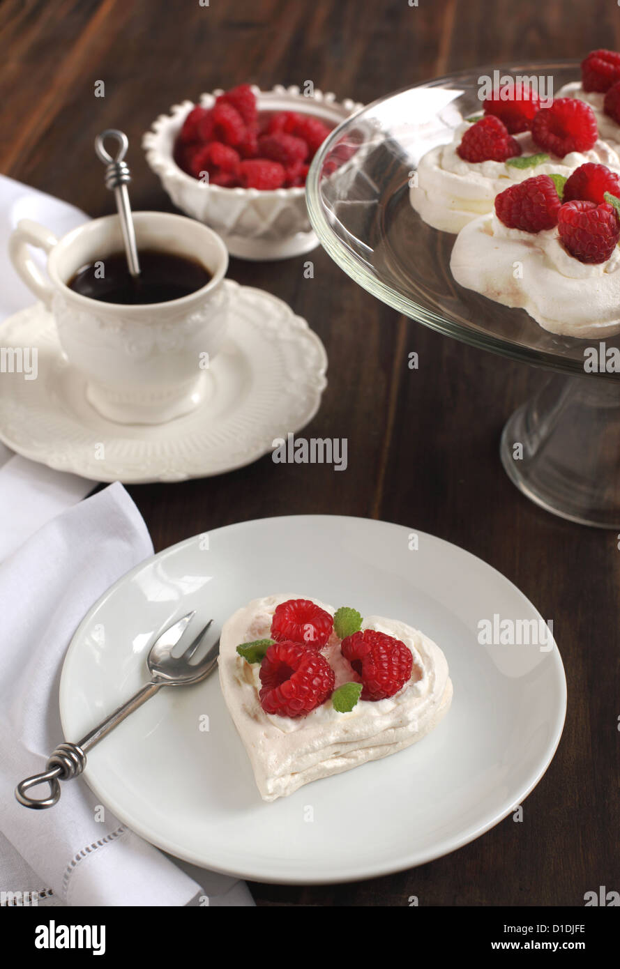 Heart Shaped Pavlova with Raspberries Stock Photo - Alamy