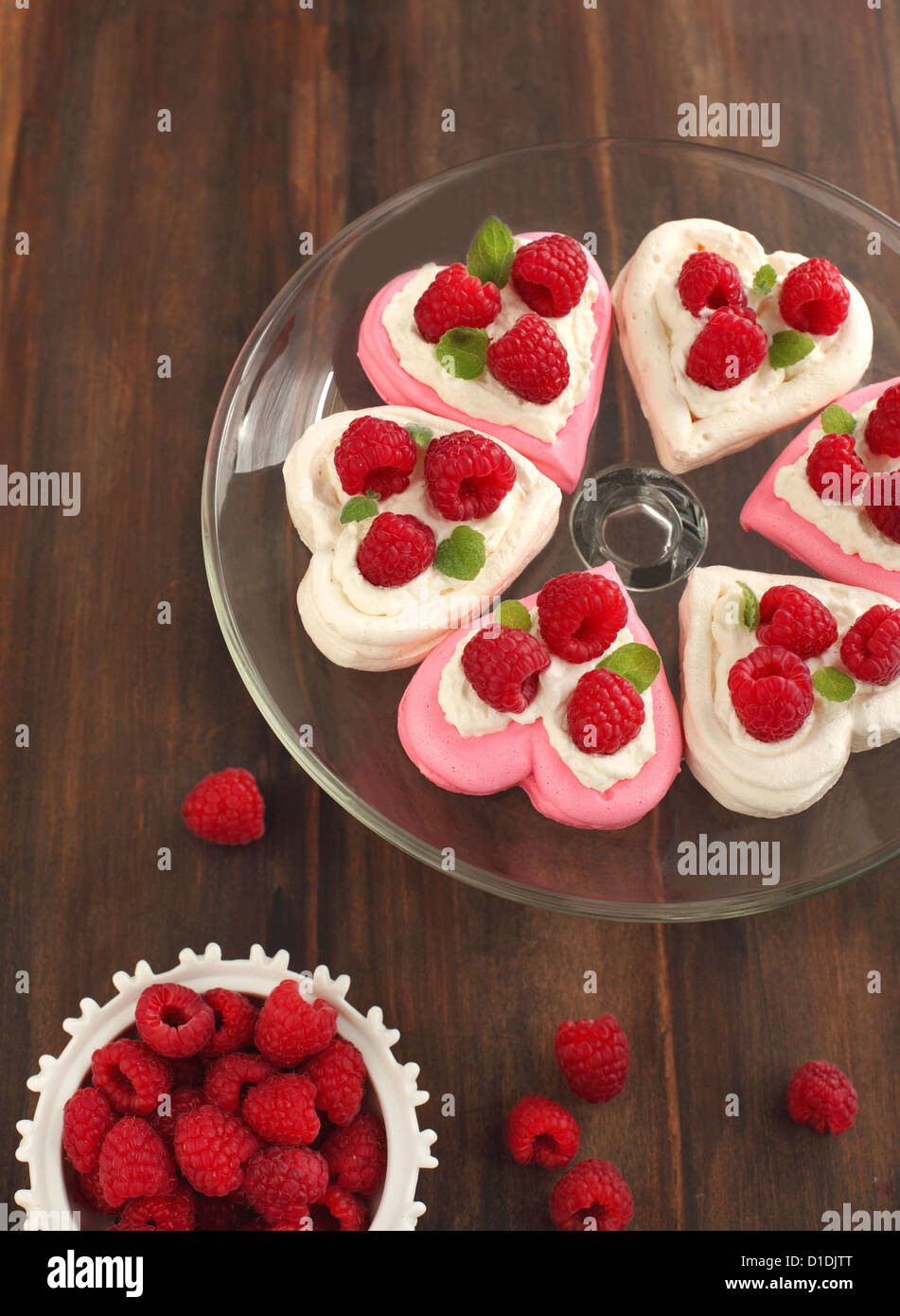 Heart Shaped Pavlova with Raspberries Stock Photo - Alamy