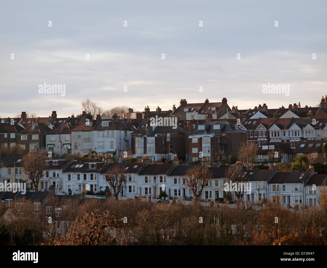Victorian terraced housing on the Brighton skyline Stock Photo Alamy
