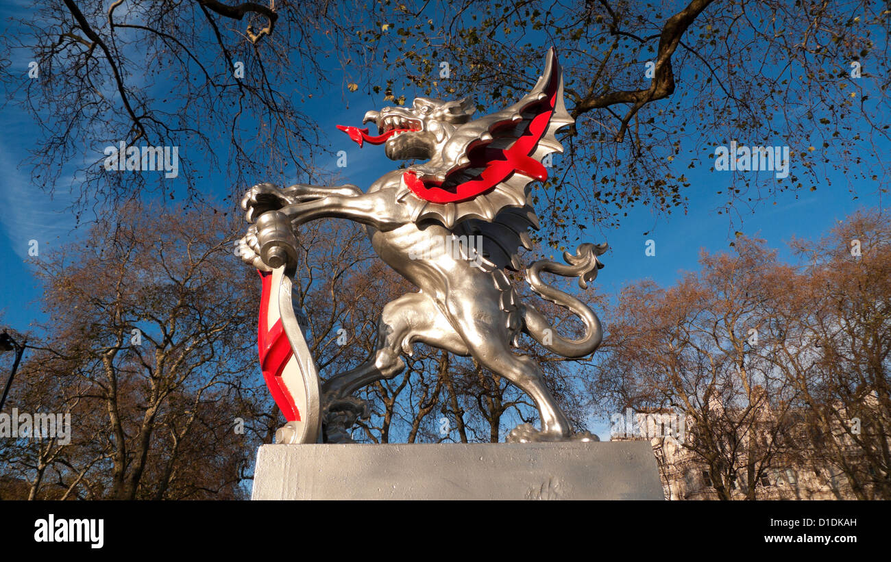 Corporation of London griffin statue at the boundary of the City of London (city of london) Square Mile Embankment England UK  KATHY DEWITT Stock Photo