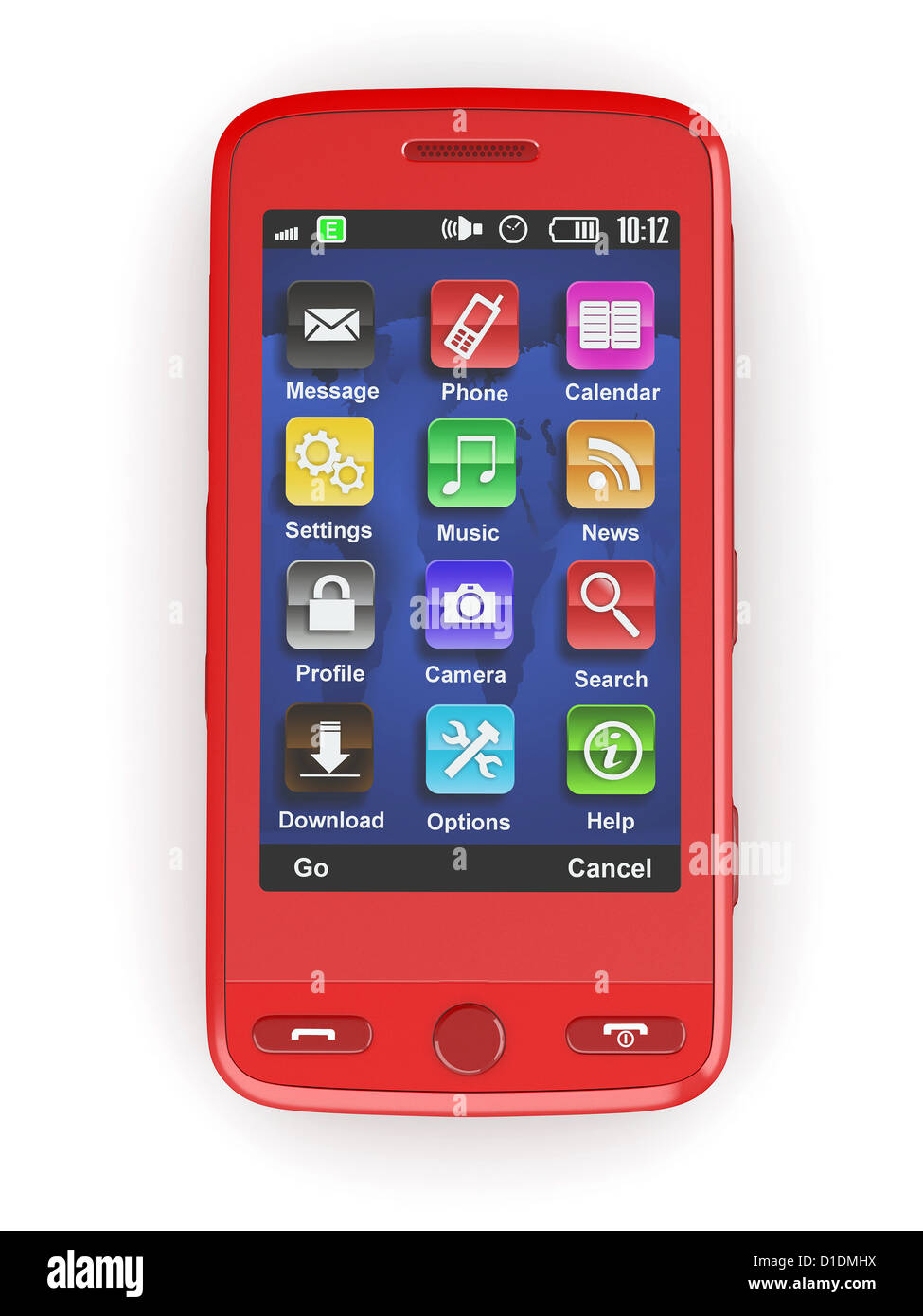 Red mobile phone on white isolated background. 3d Stock Photo Alamy
