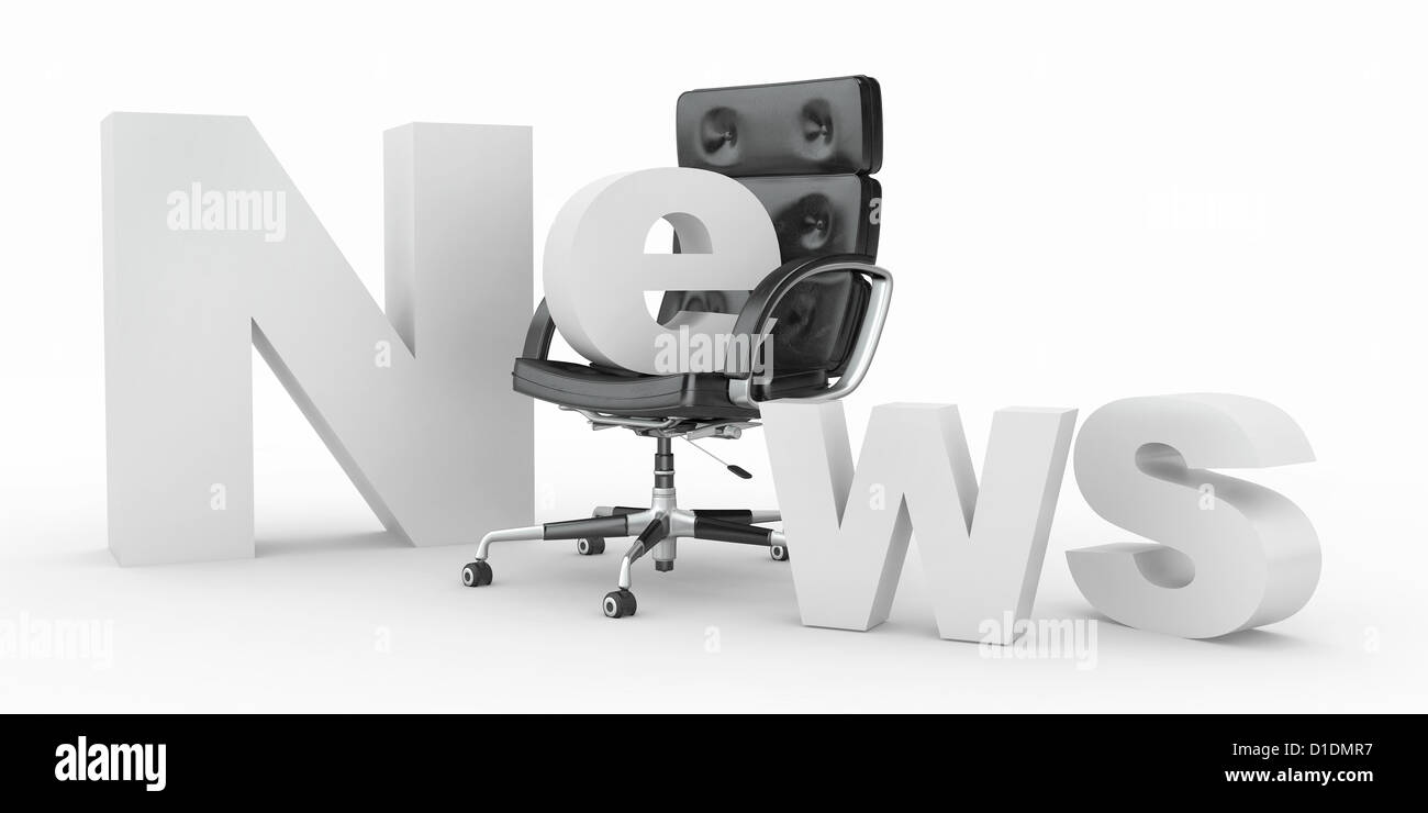 Text News With Emty Office Armchair 3d Stock Photo Alamy