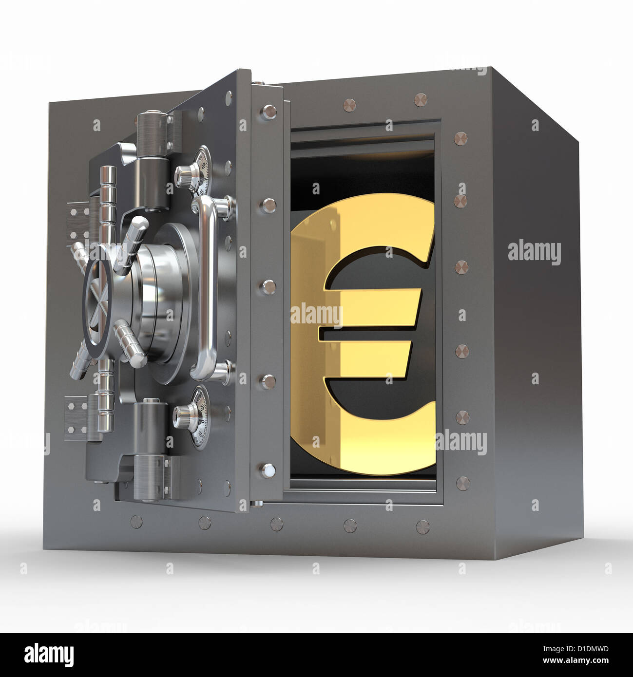 Euro sign in vault on white isolated background. 3d Stock Photo - Alamy