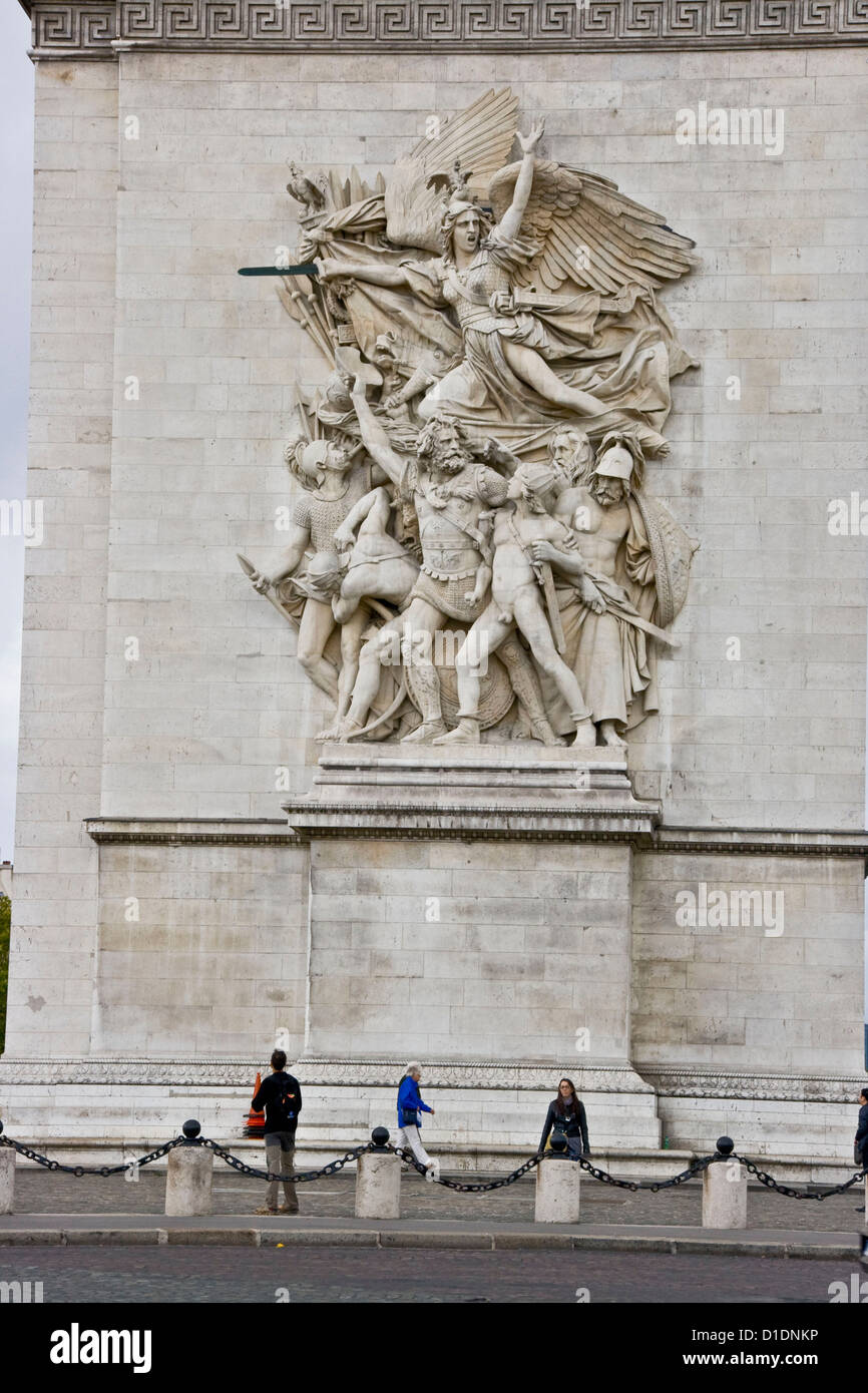 Le Depart de 1792' or 'La Marseillaise'  a sculpted group by Francois Rude on the Arc de Triomphe Paris France Europe Stock Photo