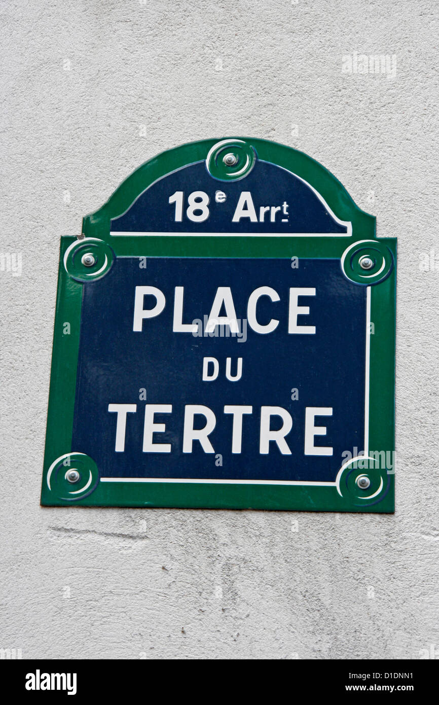 Place du Tertre sign in Montmartre 18th Arrondissement Paris France Europe Stock Photo