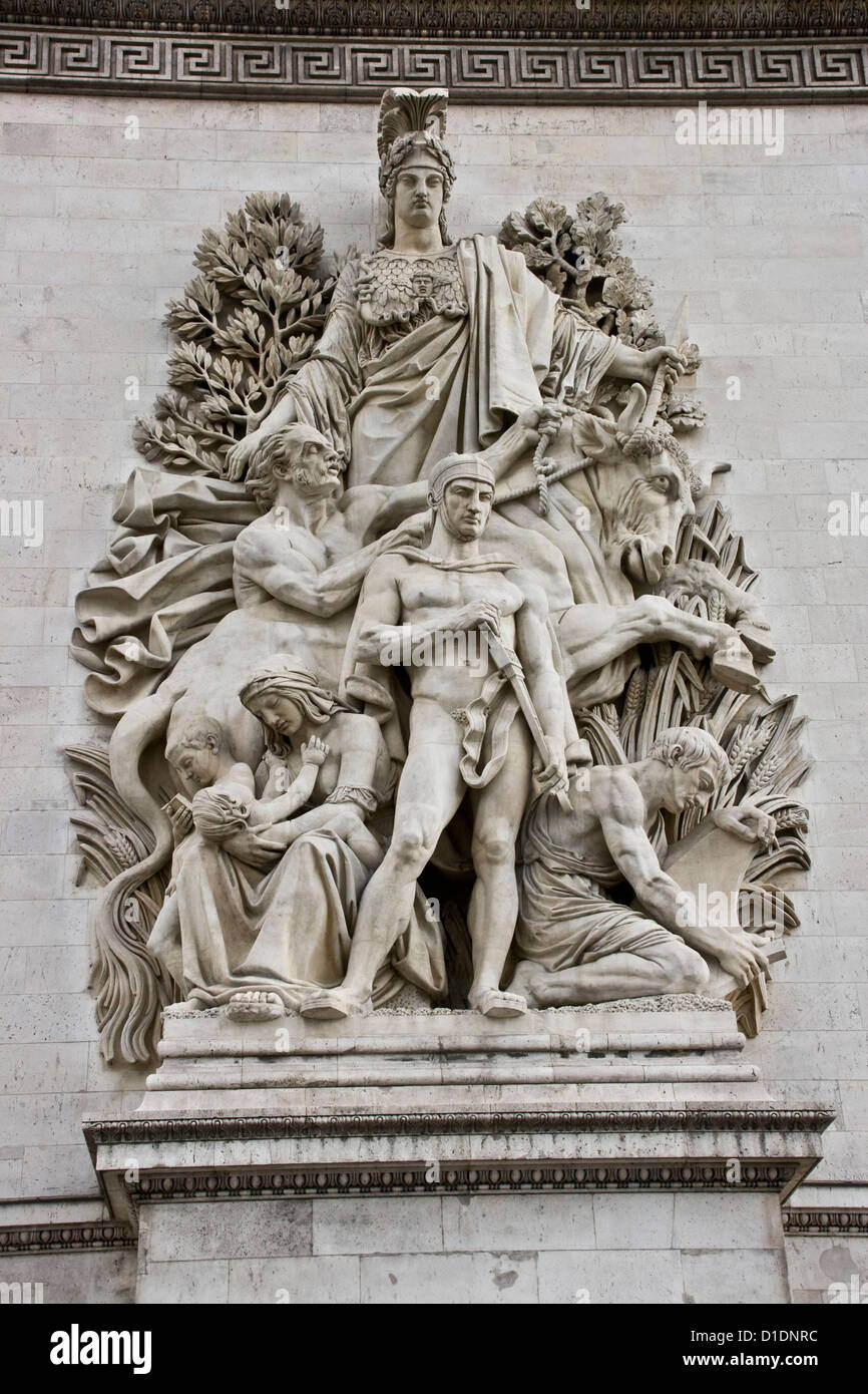 'Le Paix de 1815' a sculpted group by Antoine Elex Arc de Triomphe Paris France Europe Stock Photo