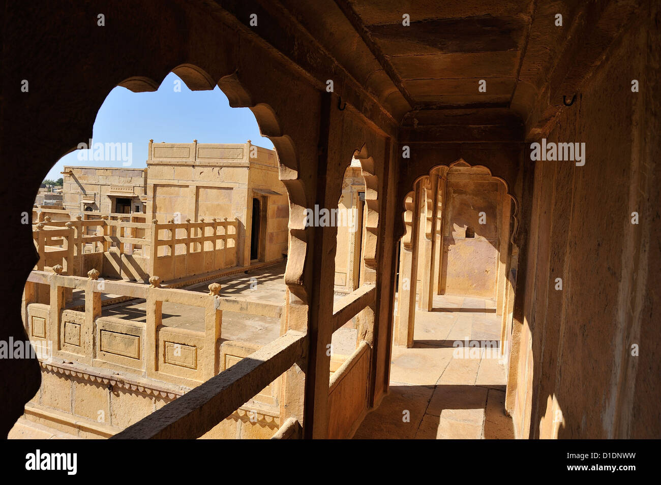 The interior of one of the most handsome havelis in Jaisalmer; Rajasthan, India. Stock Photo