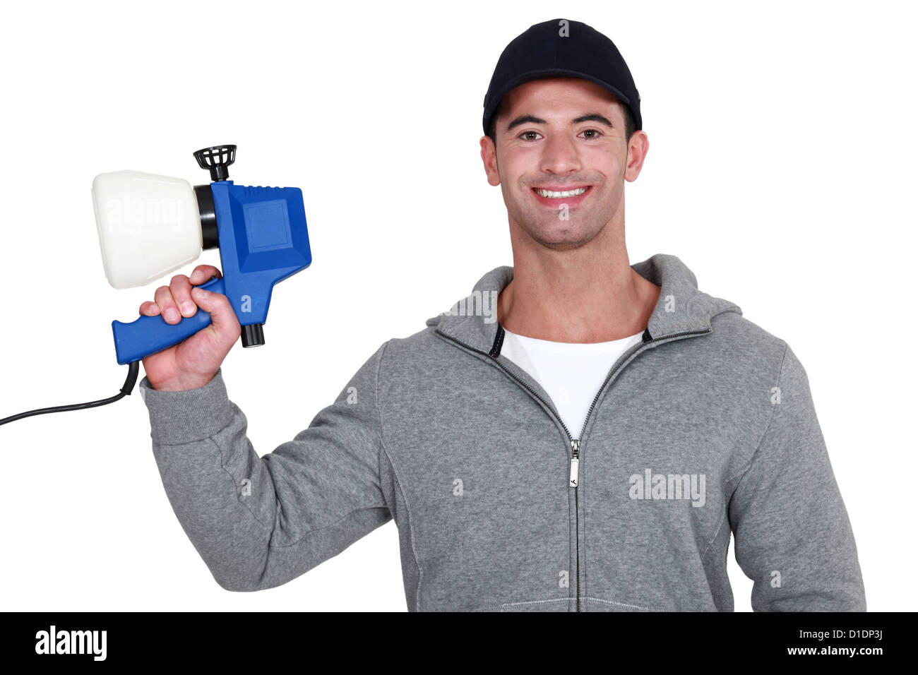 Man with a spray gun Stock Photo