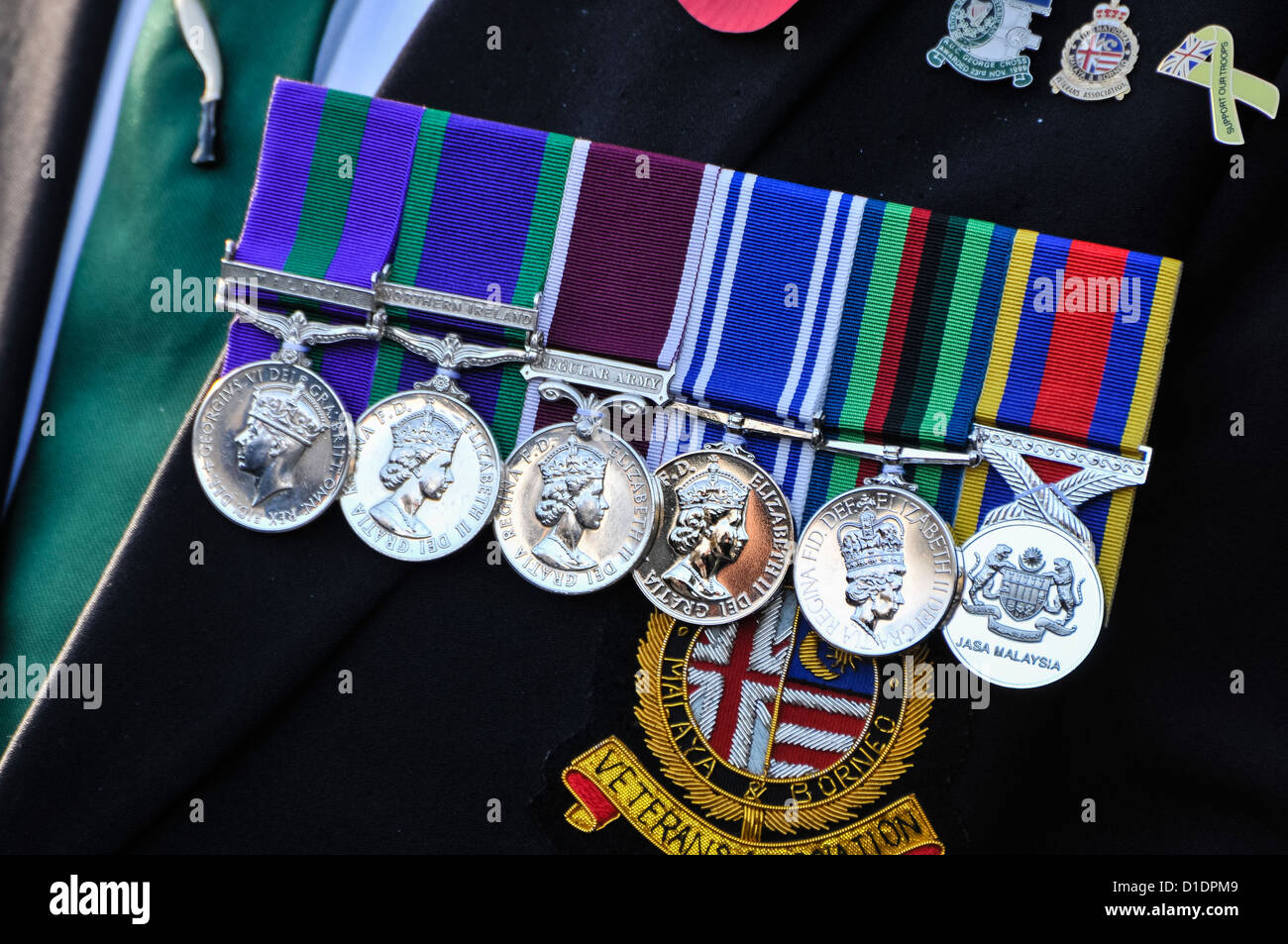 Veteran of Malaya and Borneo wearing six medals Stock Photo