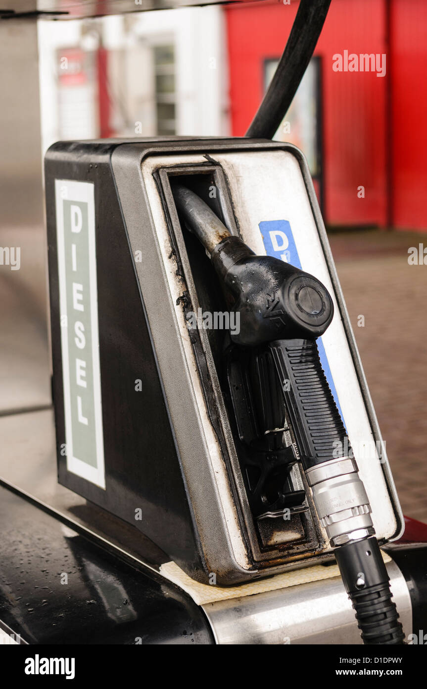 Diesel fuel pump at a filling station Stock Photo
