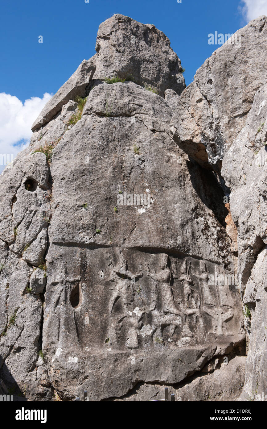 Priest sculpture in Yazilikaya sanctuary [ written rock ], Hattusa The largest known Hittite sanctuary Stock Photo