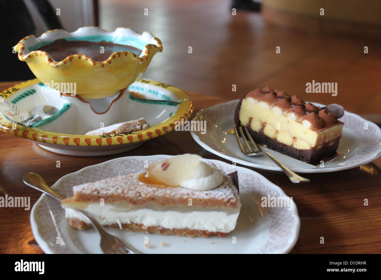 Italian pastries and hot chocolate Stock Photo