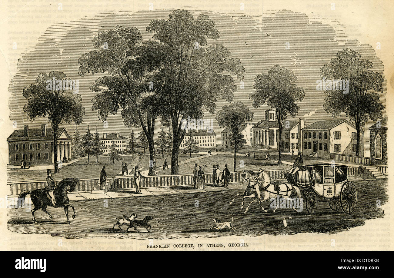1854 engraving, Franklin College in Athens, Georgia Stock Photo - Alamy