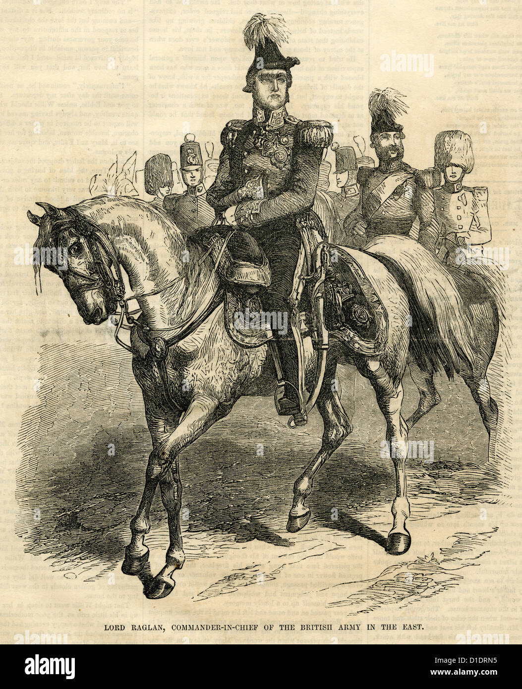 1854 engraving, Lord Raglan, Commander-in-Chief of the British Army in the East. Stock Photo