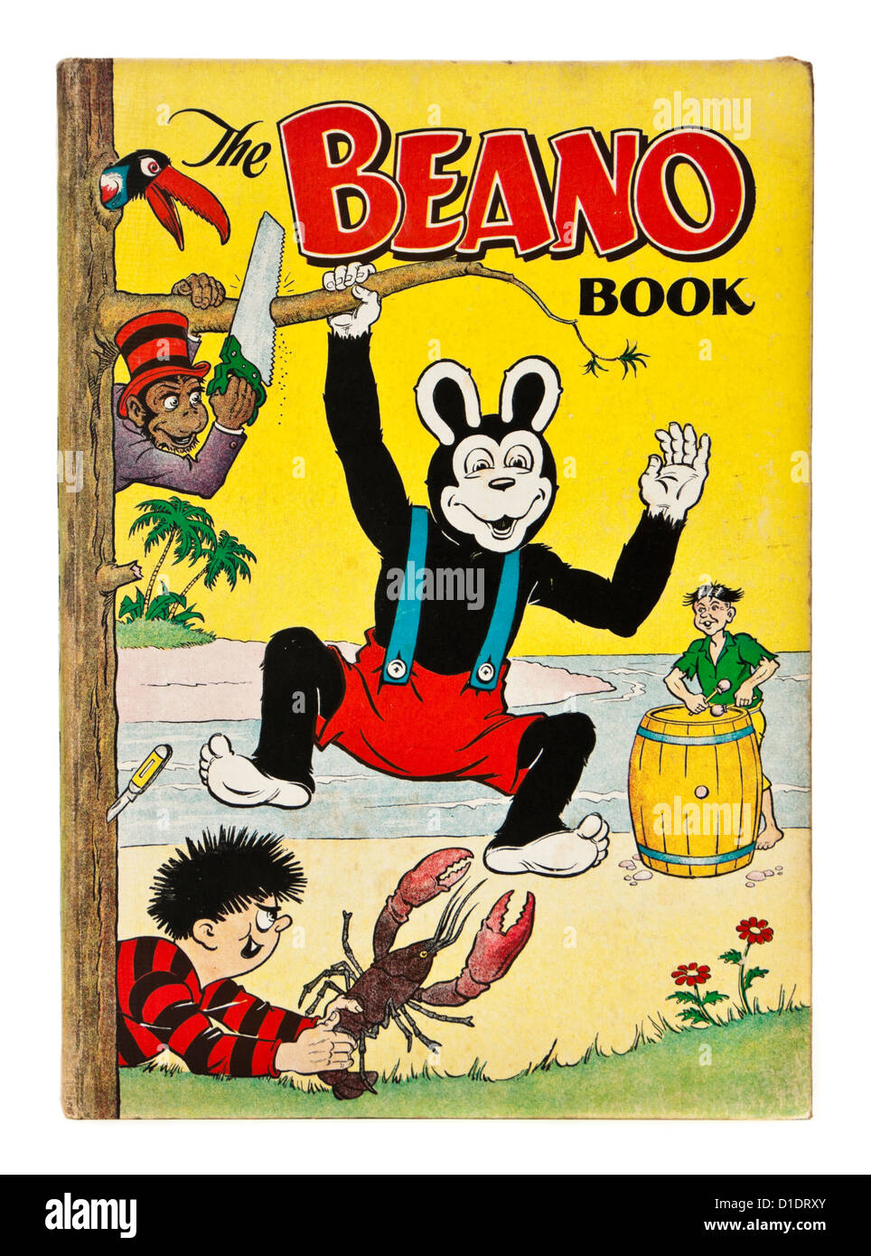 Rare 1954 Beano Annual by D.C. Thomson & Co, featuring Biffo the Bear, Dennis the Menace and others on the front cover Stock Photo