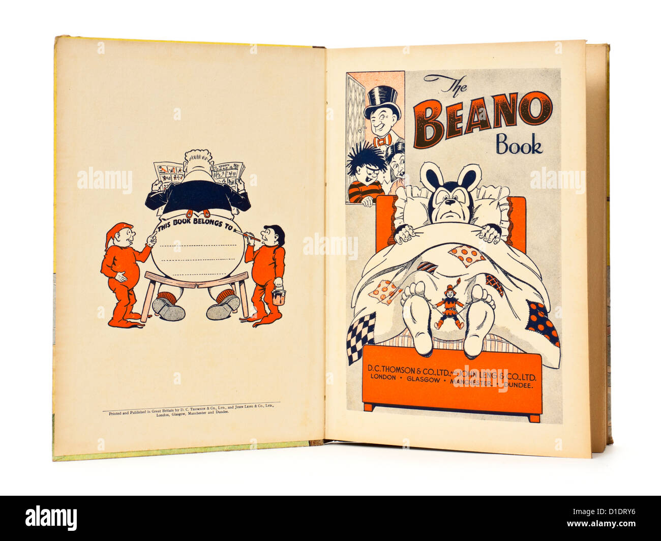 Rare 1954 Beano Annual by D.C. Thomson & Co, featuring Biffo the Bear, Dennis the Menace and others Stock Photo