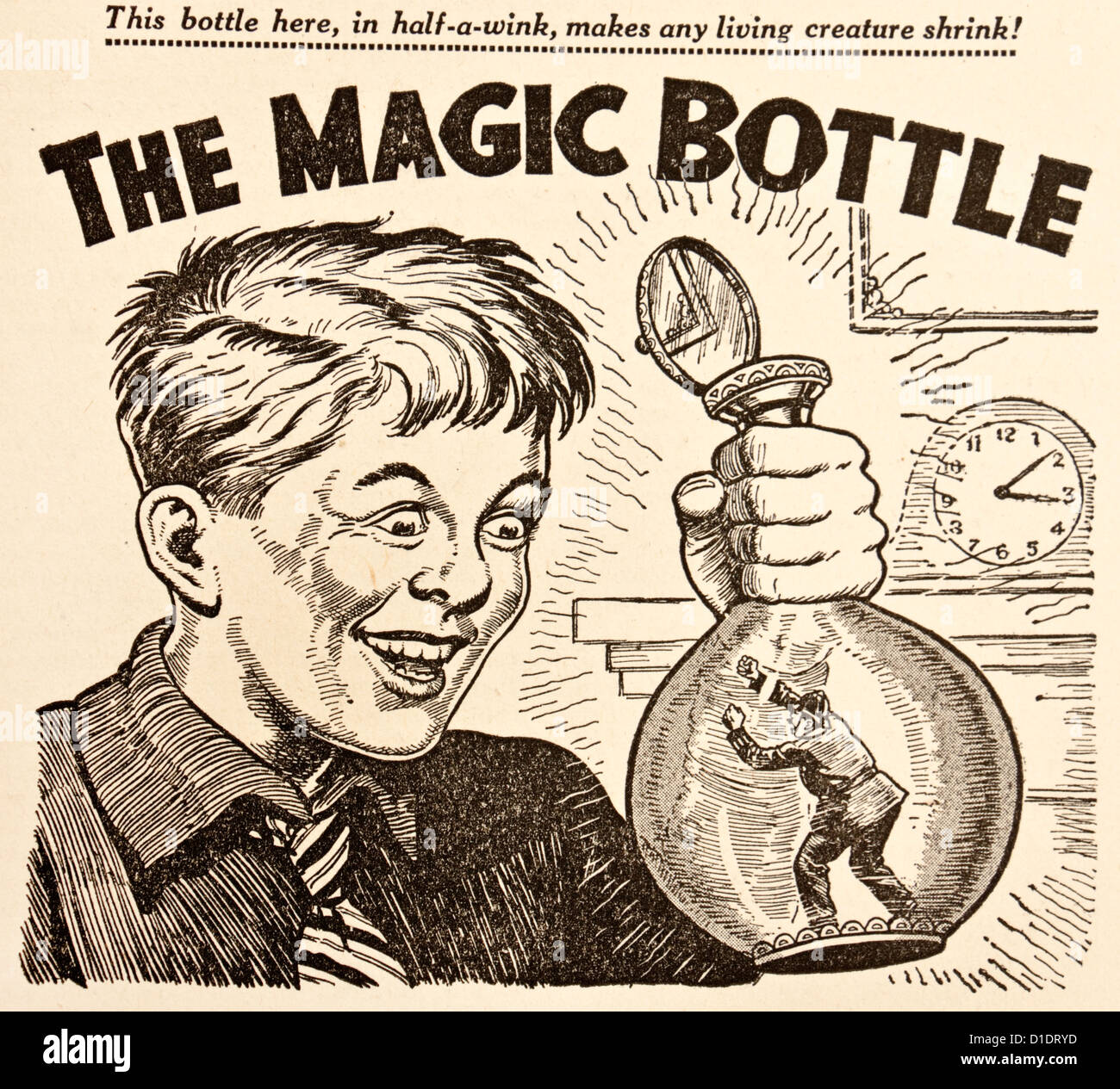 'The Magic Bottle' illustration from 1954 Beano Annual by D.C. Thomson & Co. Stock Photo