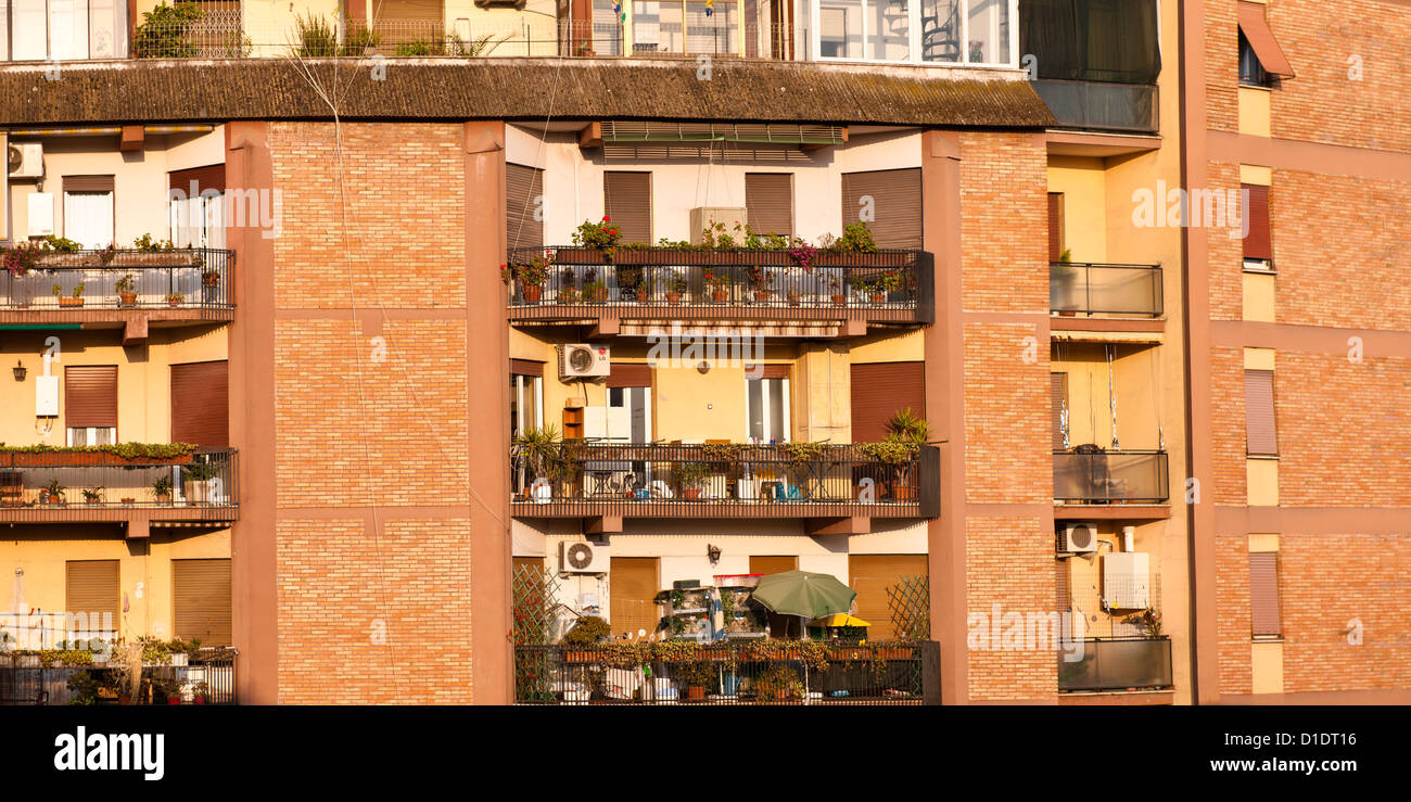 Balconies on residential apartments, Rome Stock Photo Alamy