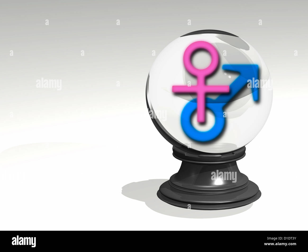 Crystal ball with male and female sign Stock Photo