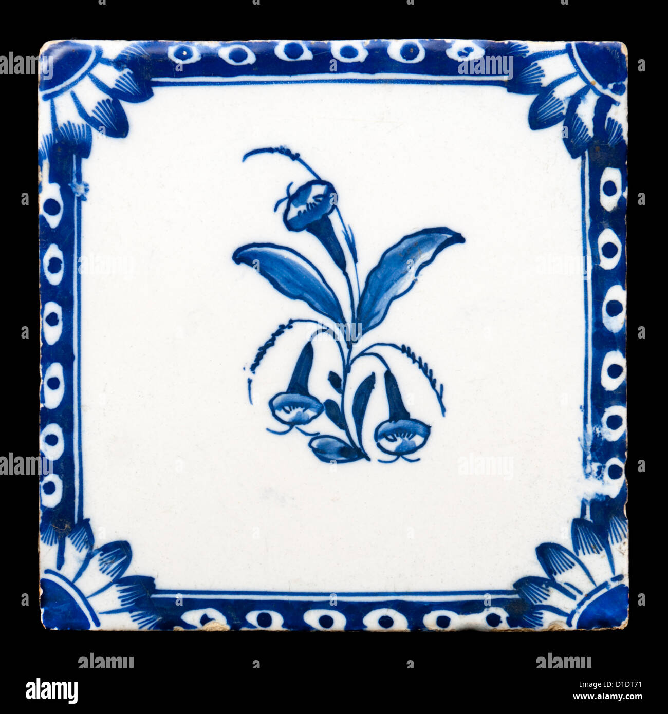 Antique Delft ceramic tile Stock Photo