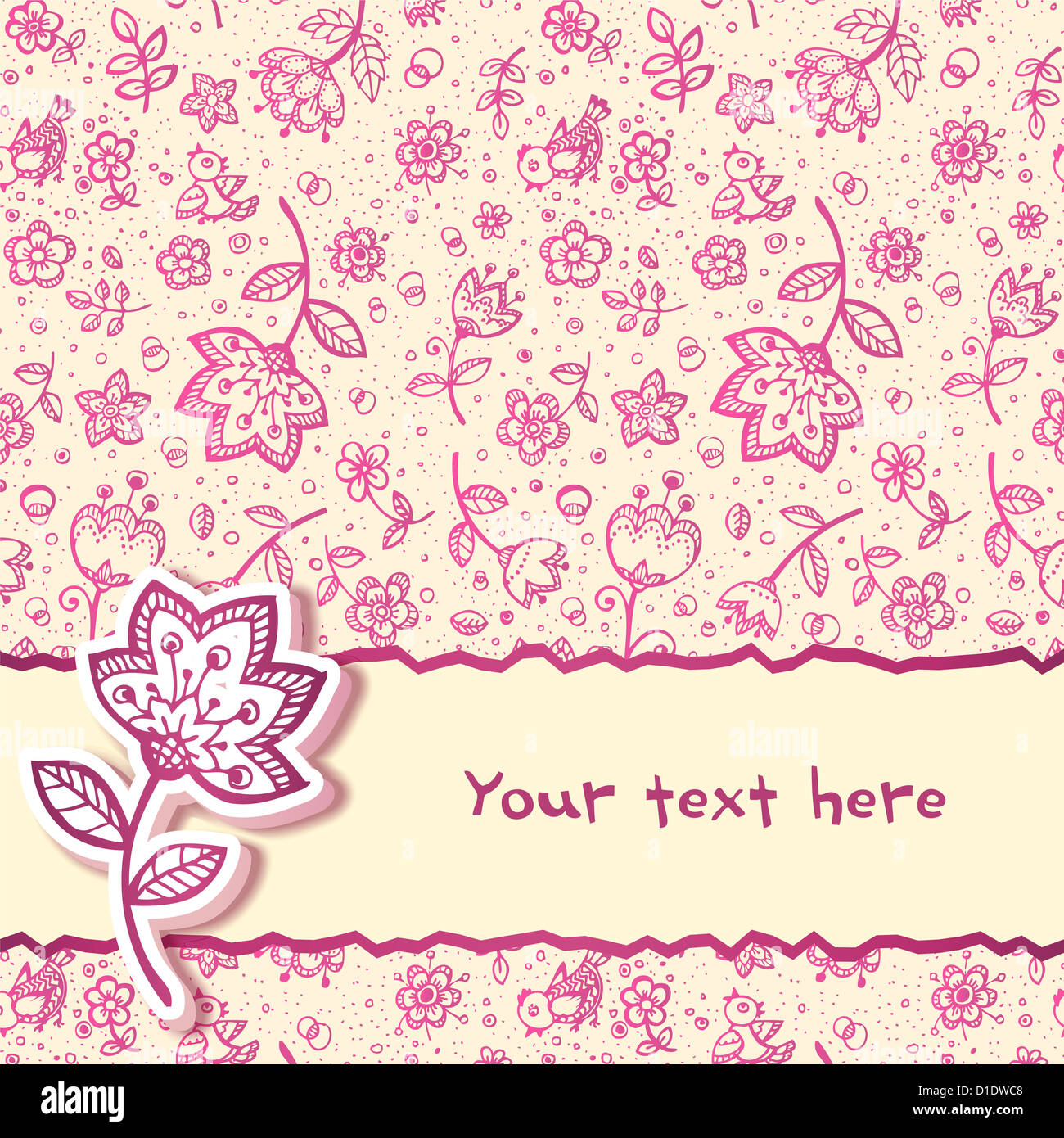 Handdrawing rose flower greetings card Stock Photo Alamy