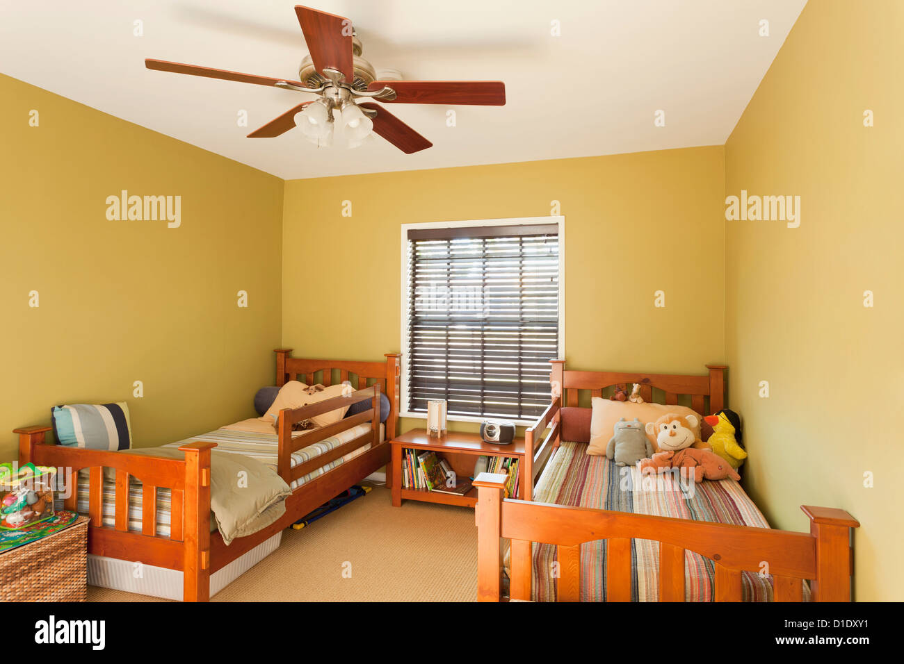 Twin beds in kids bedroom; Burbank; California; USA Stock Photo Alamy