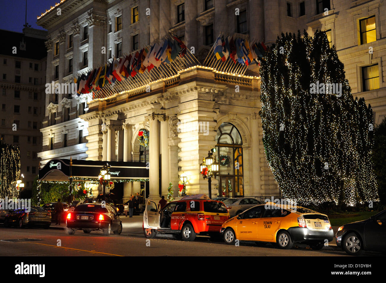 The Fairmont with its dazzling holiday display, featuring the world