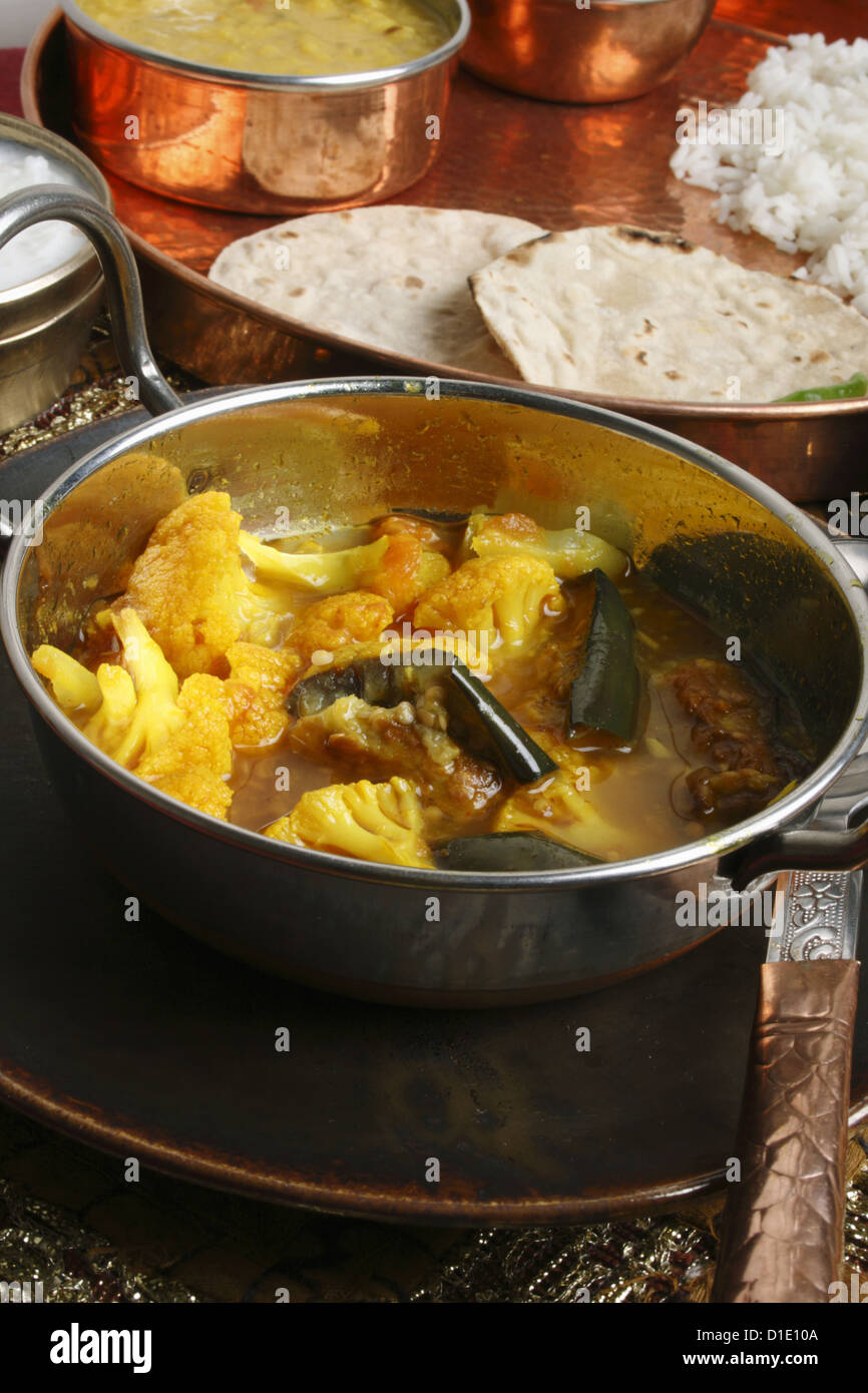 Gujarati Cauliflower Brinjal Curry Stock Photo Alamy