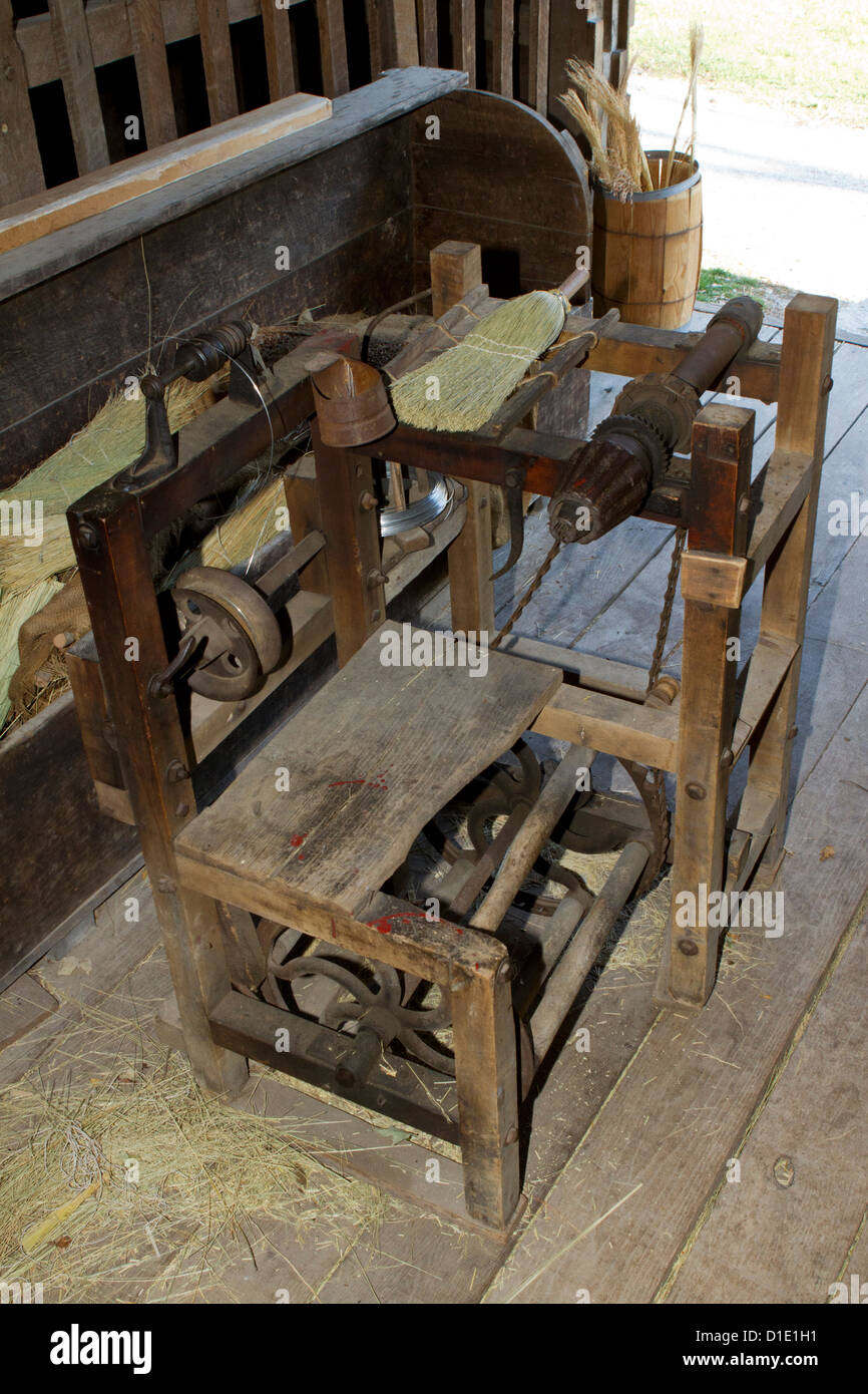 Antique broom-making machine (Carriage HIll Metro Park, Dayton, Ohio Stock  Photo - Alamy