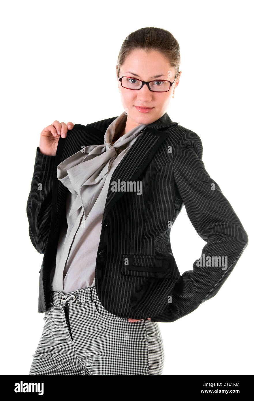 Attractive young woman in glasses isolated on white background Stock Photo