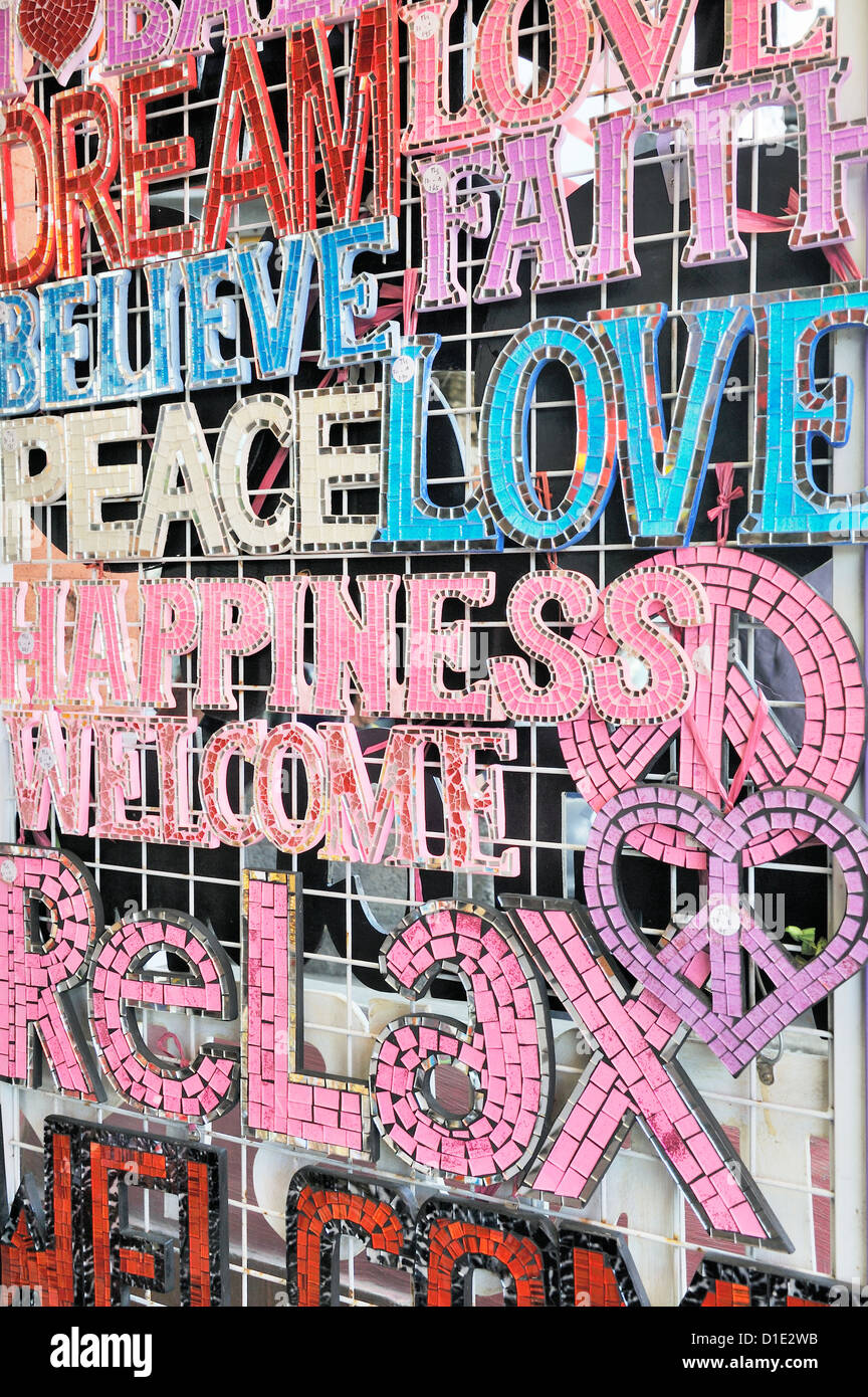 Peace Love And Happiness Signs Stock Photo Alamy