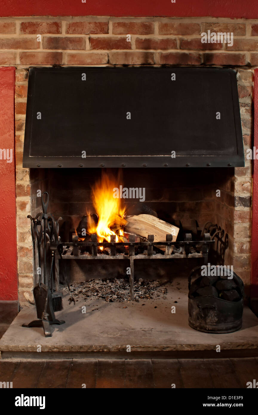 the muskham inn fireplace in a pub Stock Photo