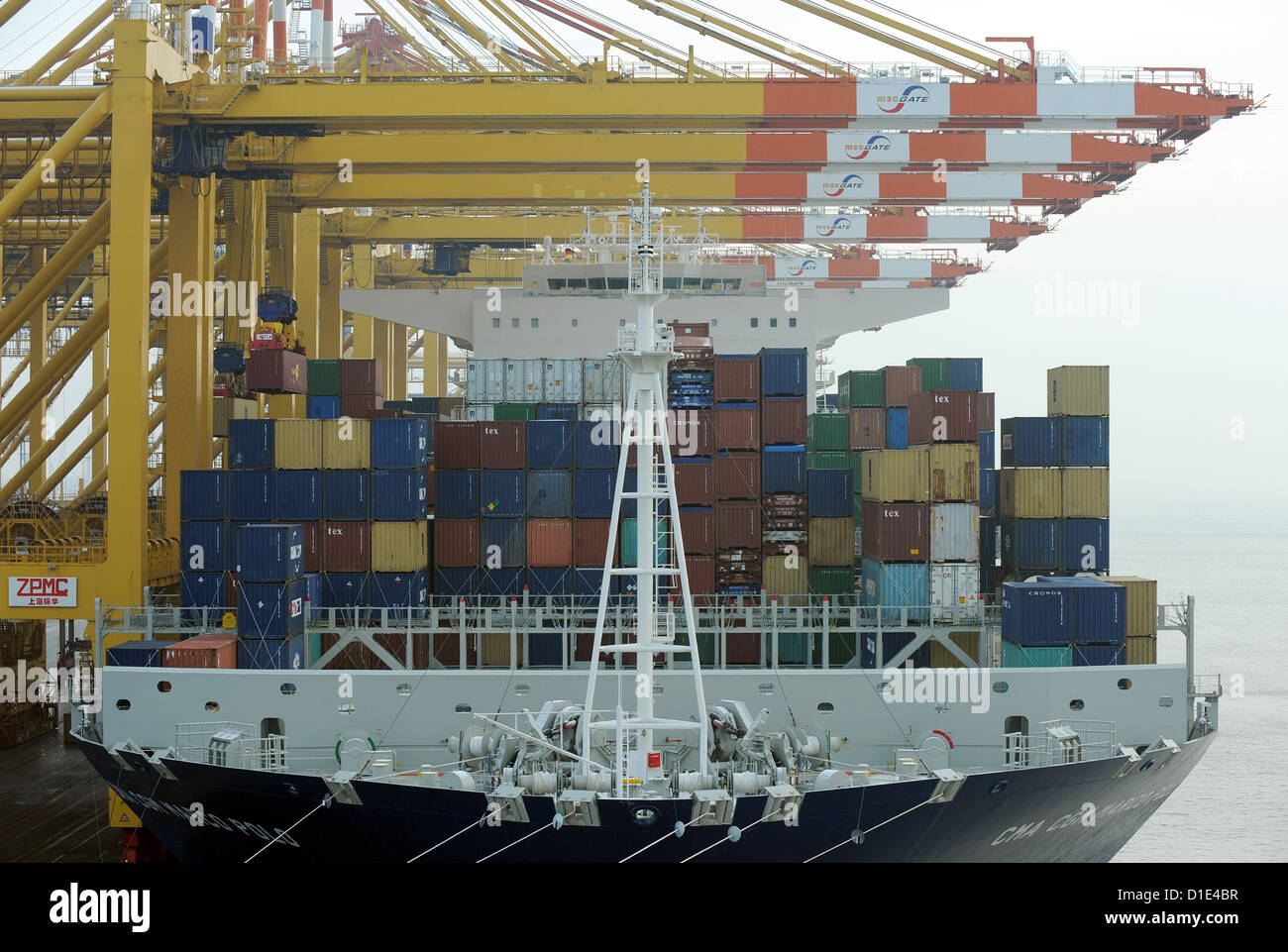 The world's biggest container ship 'Marco Polo' of French shipping