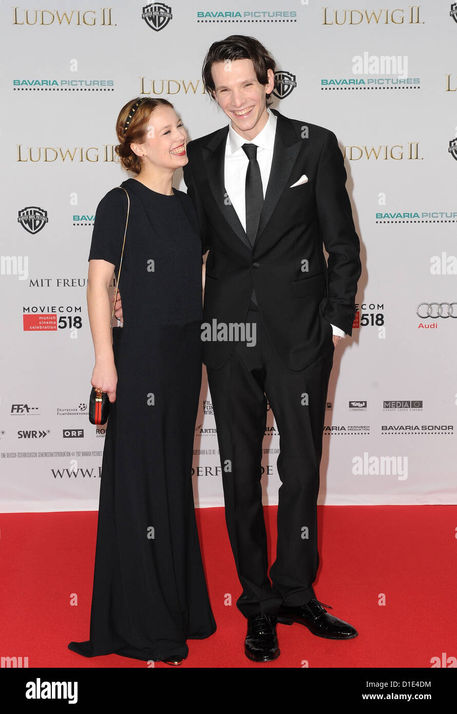 Actors Paula Beer ans Sabin Tambrea pose on the red carpet at the world premiere of the historic movie 'Ludwig II' at HVB Forum in Munich, Germany, 13 December 2012. The movie will come to German cinemas on 26 December 2012. Photo: Ursula Dueren Stock Photo
