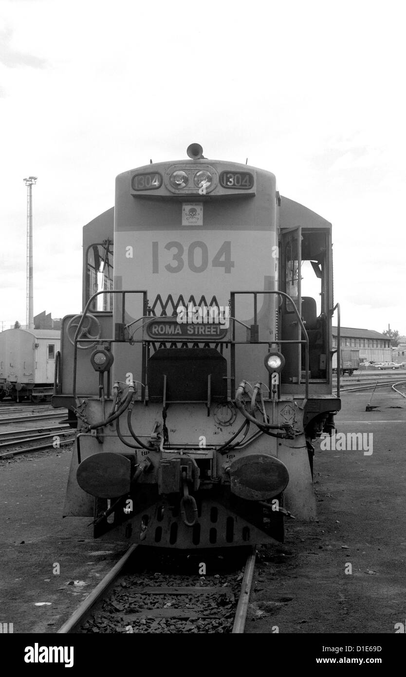Queensland Railways 1300 class locomotive No 1304 at Mayne depot, Brisbane, Australia. 1987 Stock Photo