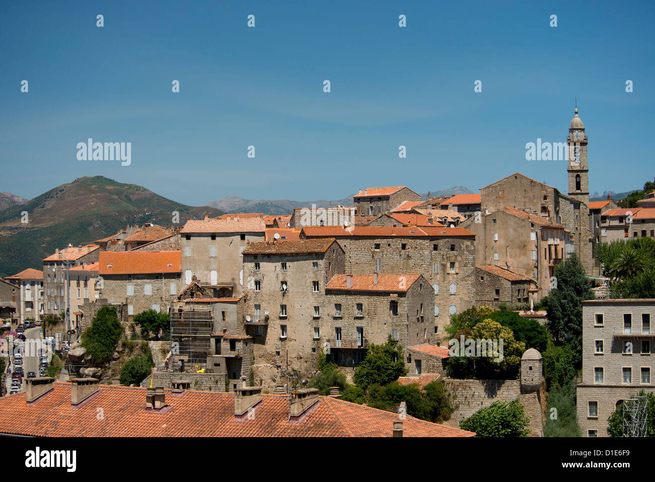 A view of the town of Sartene in the Sartenais region of Corsica, France, Europe Stock Photo