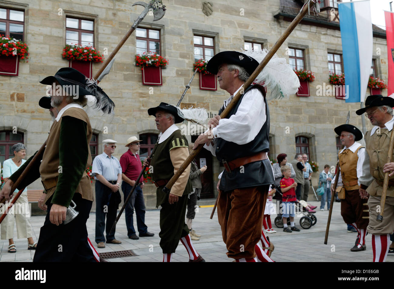 Altdorf, Germany, street parade in medieval Wallenstein Festival Stock