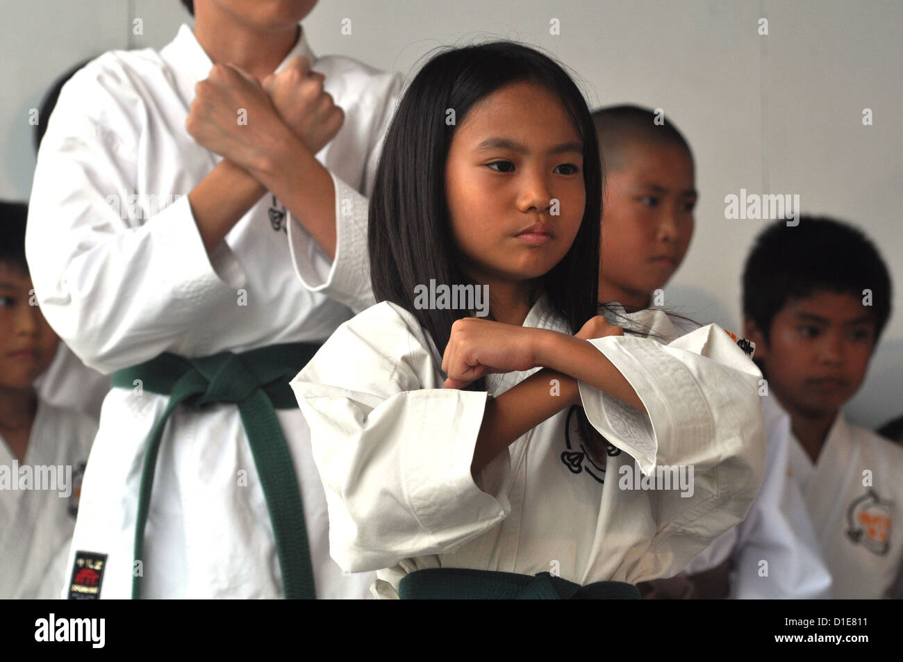 Naha (Okinawa, Japan), children at a karate show Stock Photo