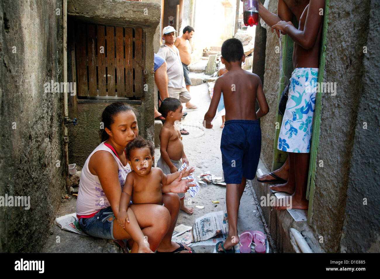 People at Rocinha favela, Rio de Janeiro, Brazil, South America Stock Photo