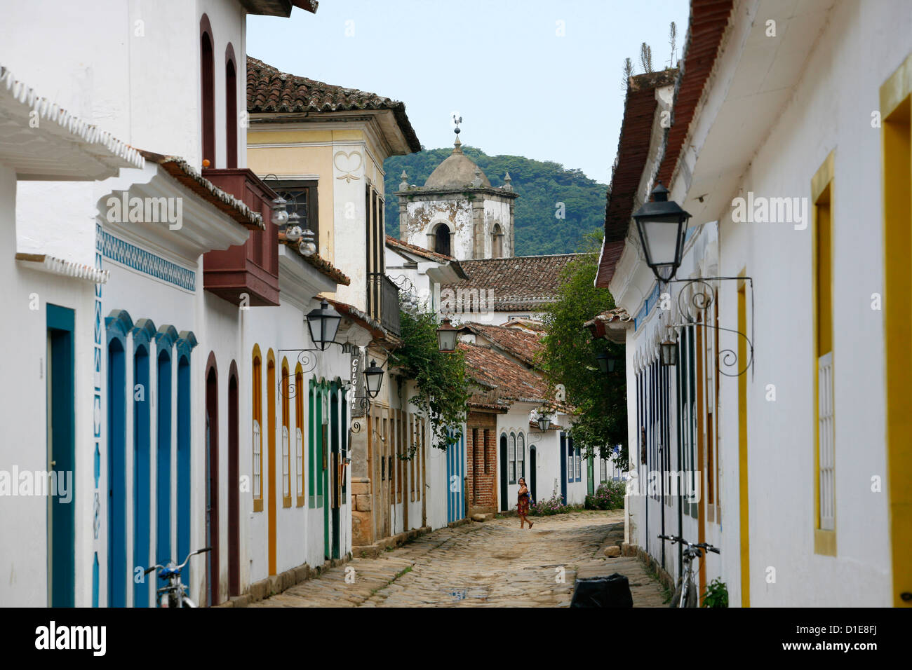 Typical colonial houses in the historic part of Parati, Rio de Janeiro State, Brazil, South America Stock Photo
