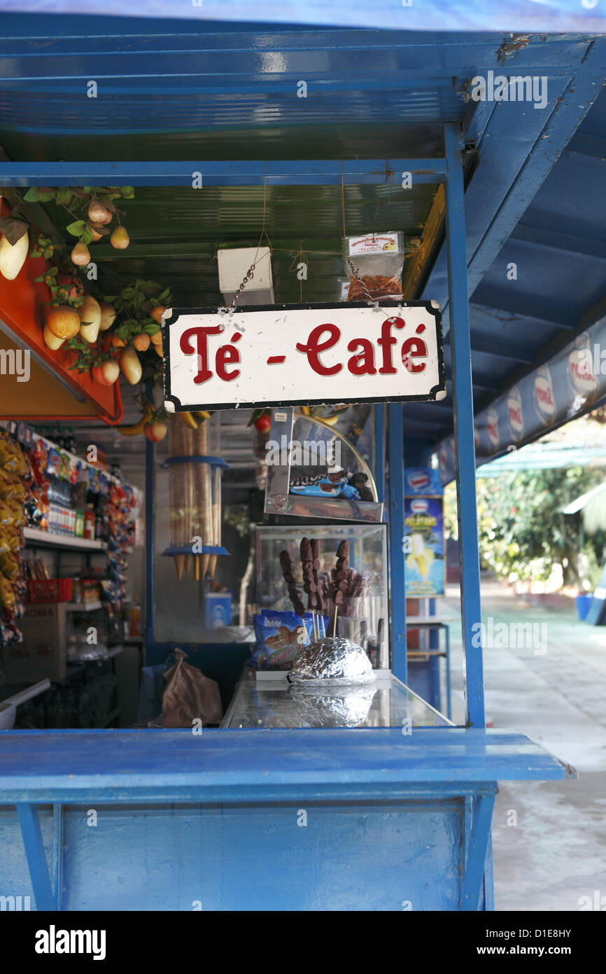 Cafe stall selling tea, coffee, and various snacks in Pomaire, Chile, South America Stock Photo