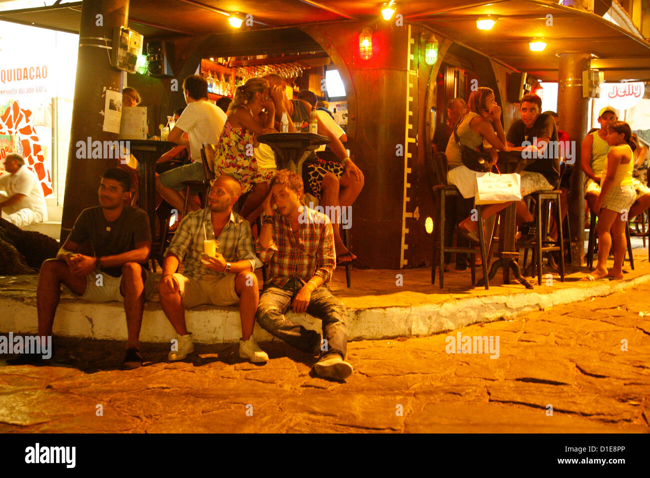 People at a bar on Rua Das Pedras, Buzios, Rio de Janeiro State, Brazil