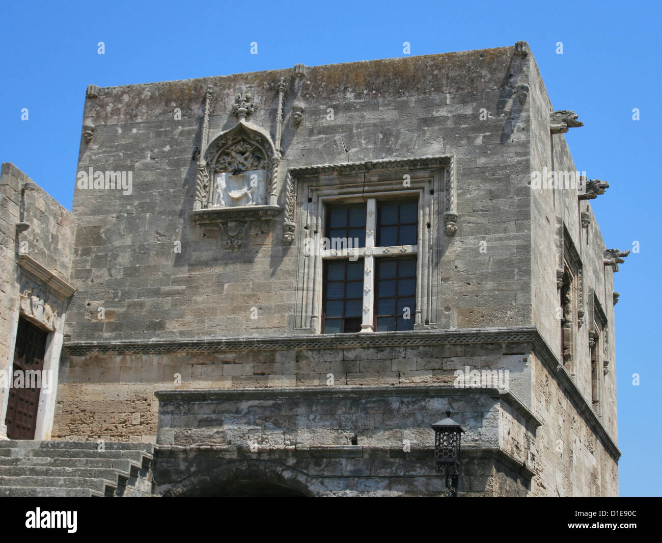 Castellania building (trade court) on Hyppoctratus square. Rhodes old town, Greece. Stock Photo