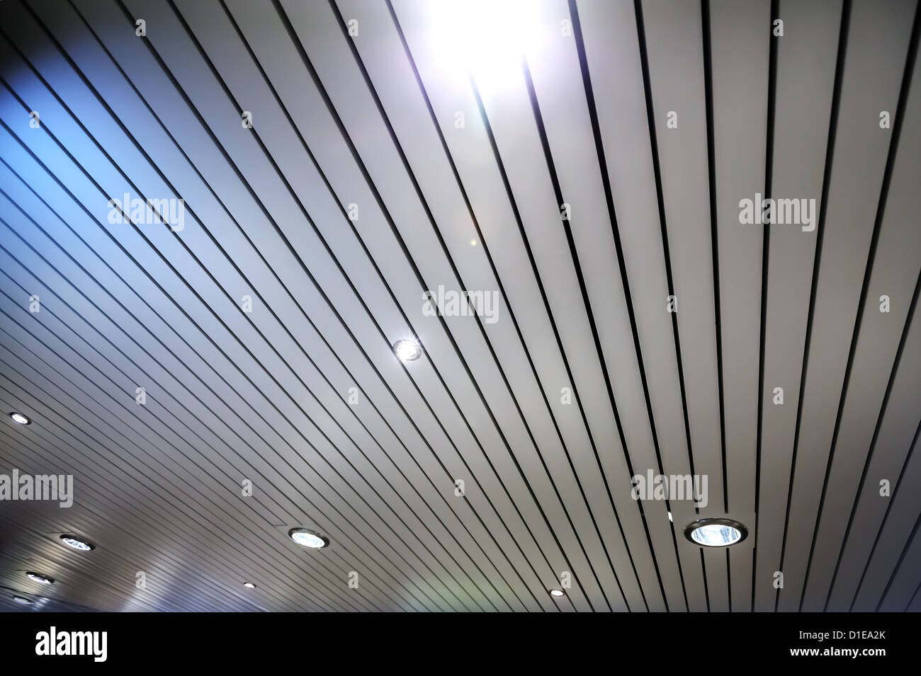 Abstract fragment of modern celling with spotlight illumination Stock Photo