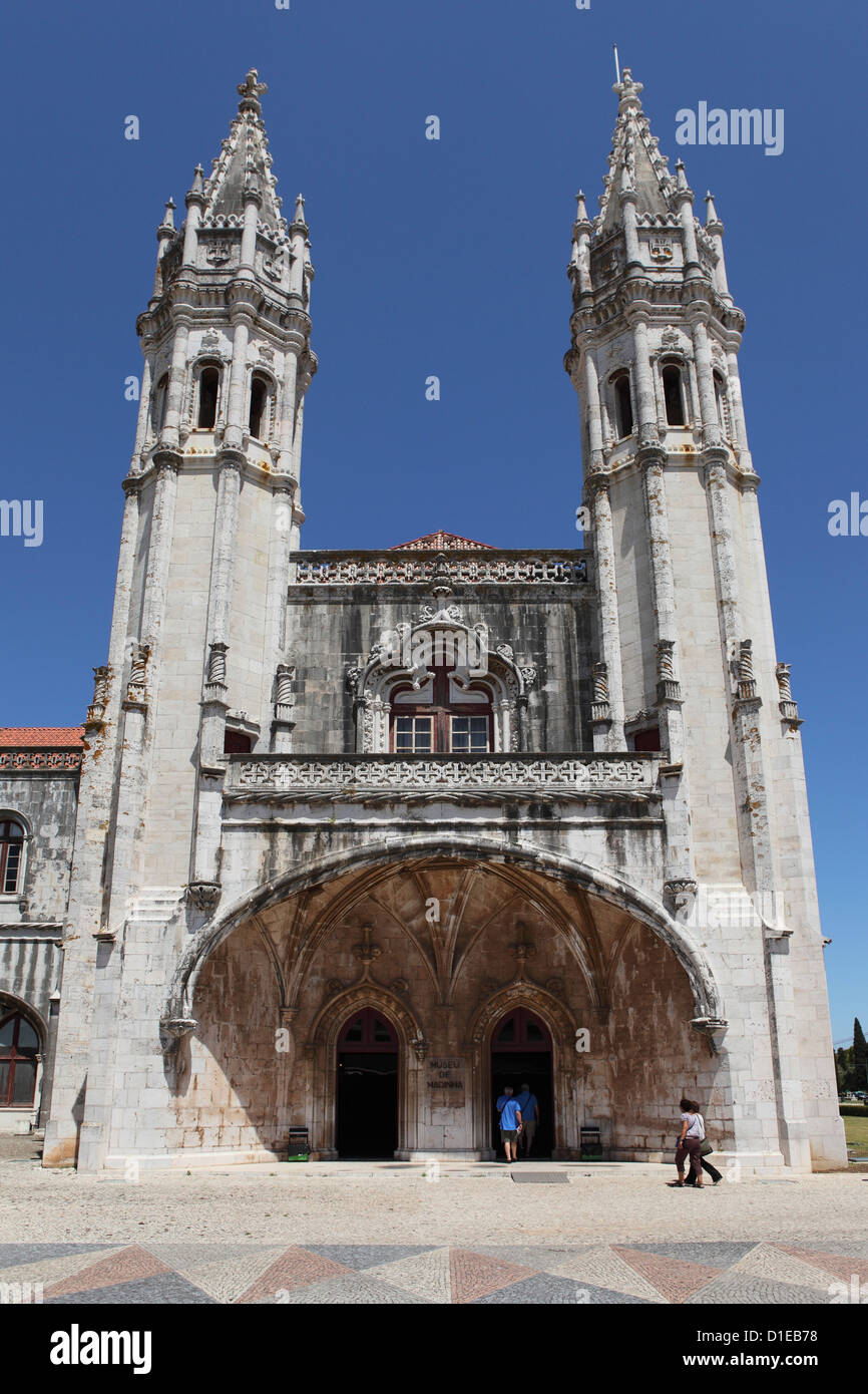 Maritime Museum entrance, in the Manueline Heironymites Monastery, UNESCO World Heritage Site, Belem, Lisbon, Portugal, Europe Stock Photo