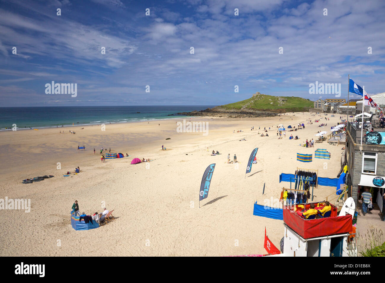 Summer sunshine on Porthmeor beach, St. Ives, Cornwall, England, United Kingdom, Europe Stock Photo