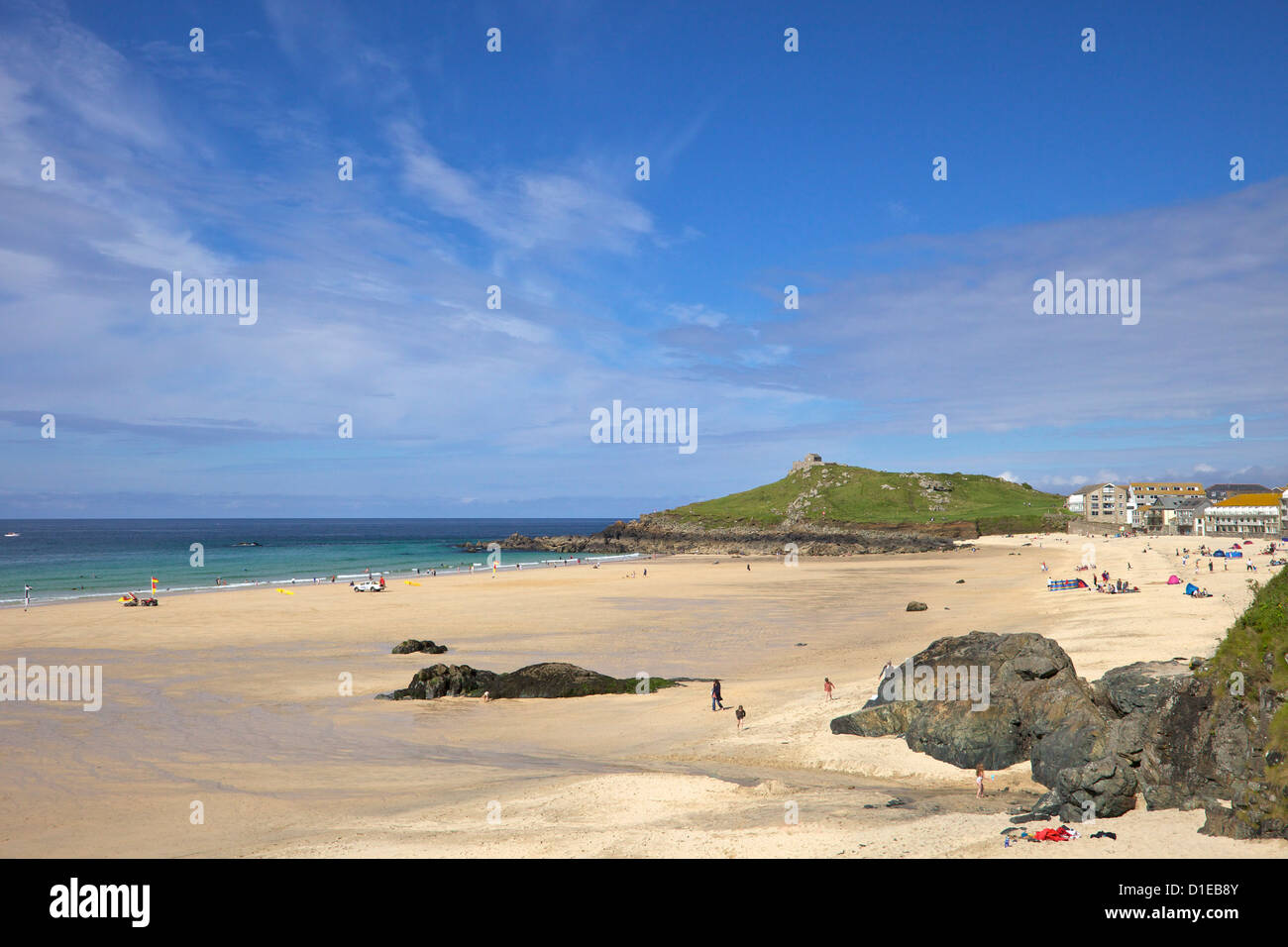 Summer sunshine on Porthmeor beach, St. Ives, Cornwall, England, United Kingdom, Europe Stock Photo