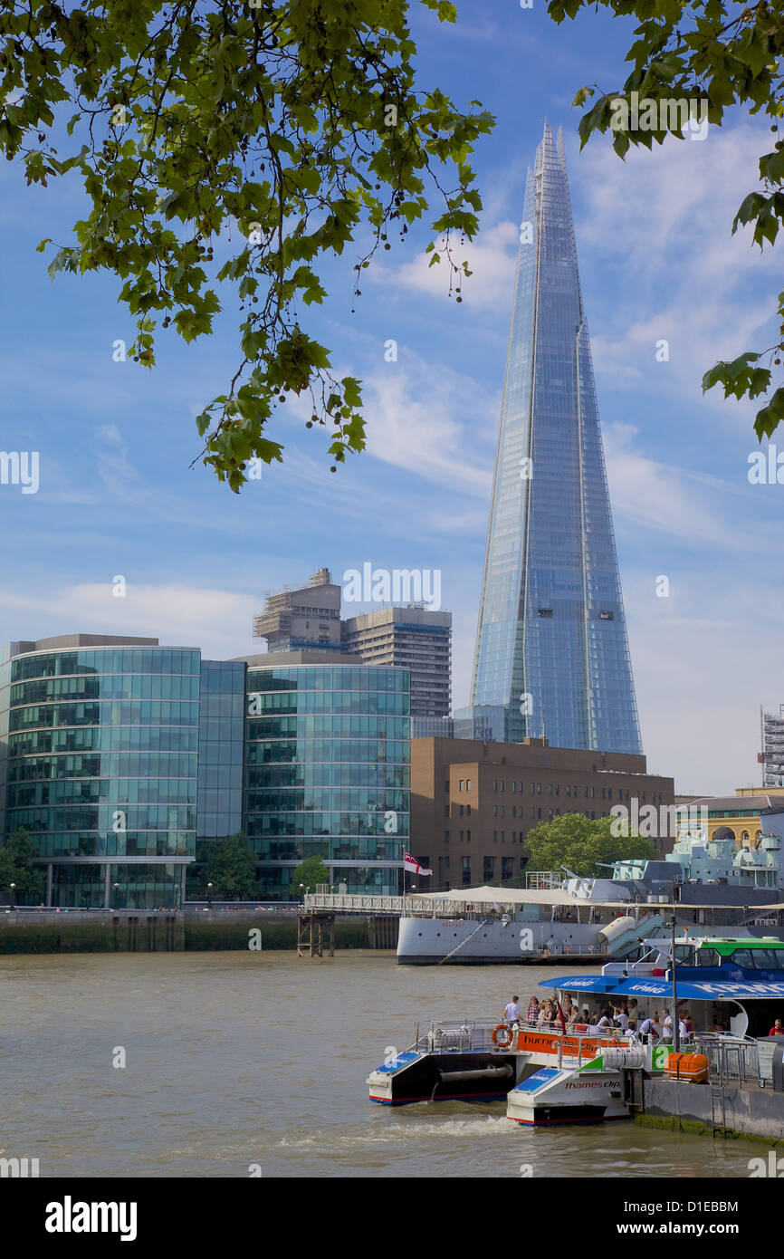 View of The Shard from the Embankment, London, England, United Kingdom, Europe Stock Photo