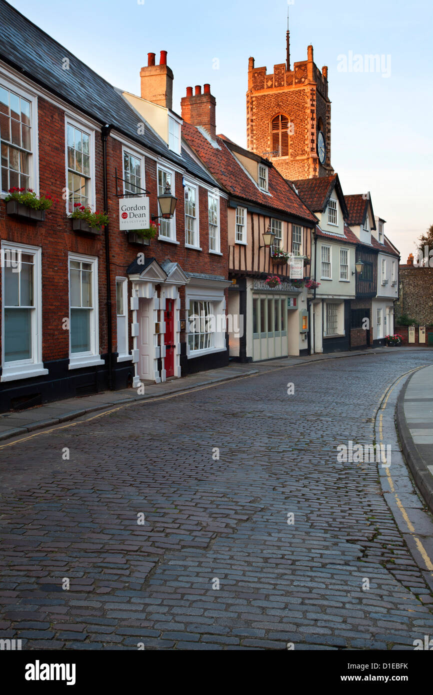 St. Tombland and Princes Street at dusk, Norwich, Norfolk